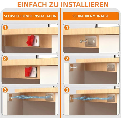 66 / 5,000 InvisiLock™ | Ultradünne, unsichtbare Schranktürmagnete (4er-Set)