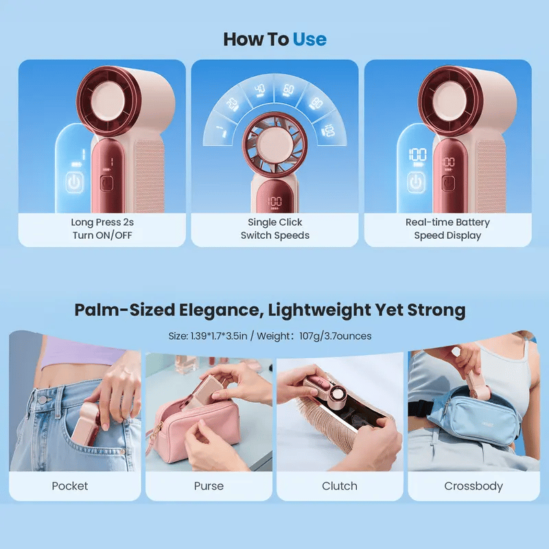 🏆Flash Sale#Mini Handheld Fan with LED Display