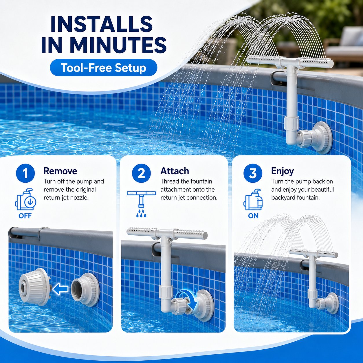 🌊 Dual-Spray Pool Waterfall Fountain