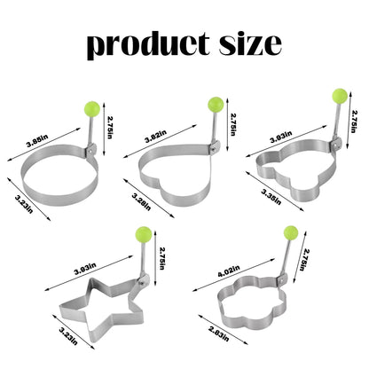 🔥Hot sale 49% off 🔥 5 Counts Set Fried Egg Rings Molds, Multifunctional Breakfast Tool