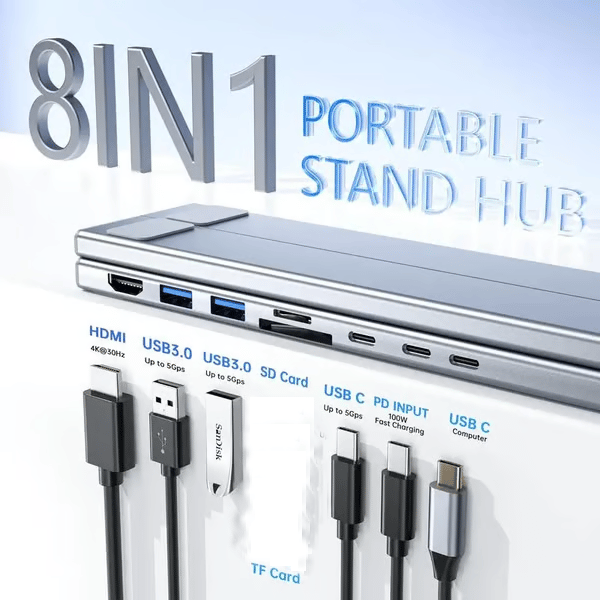 ⚡Hot Sales 49% OFF🔥 8-in-1 USB-C Laptop Stand,Best Gifts💻