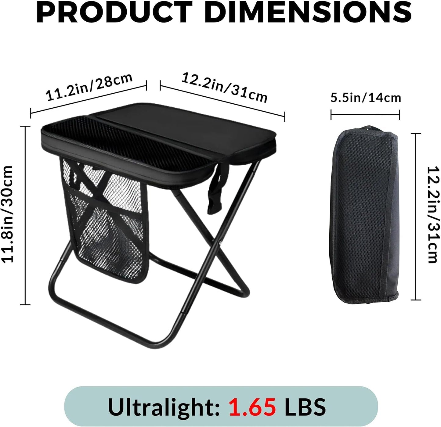 Portable Collapsible Stool - Folding Chair with Storage Pouch