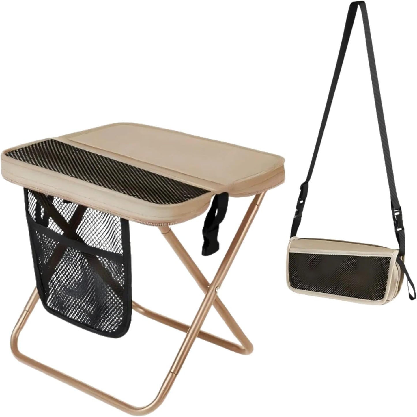 Portable Collapsible Stool - Folding Chair with Storage Pouch