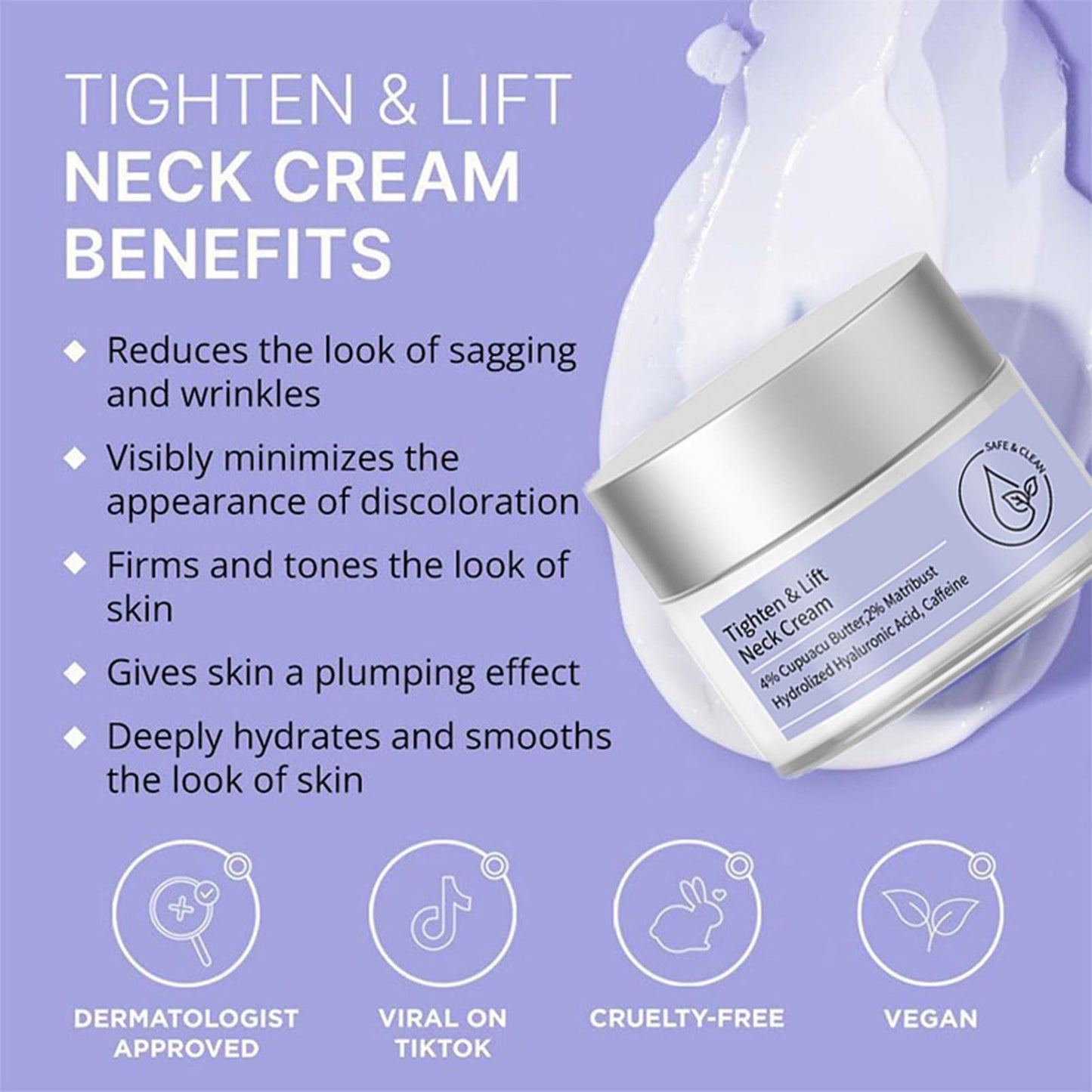 Tighten & Lift Firming Neck Cream, Neck Firming Cream - Best for Tightening Sagging Skin