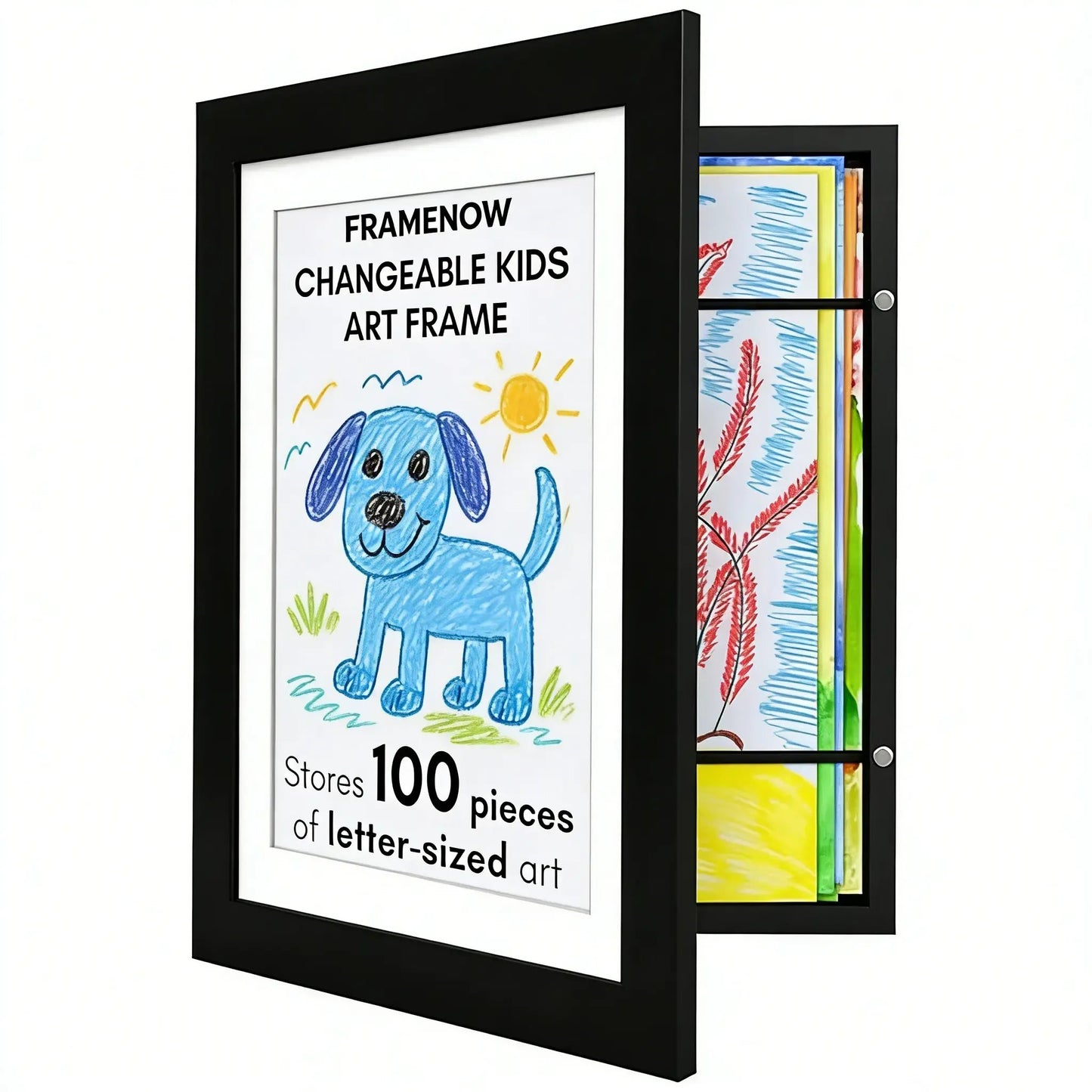 🎁Buy 2 Get 1 Free🎁Kids Art Frame, Front-Opening Art Gallery Display, Stores Up to 100+ Artworks