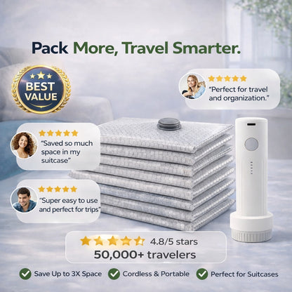 🏆⚡ 50K+ SOLD! Cordless Travel Vacuum Storage Compression Bag