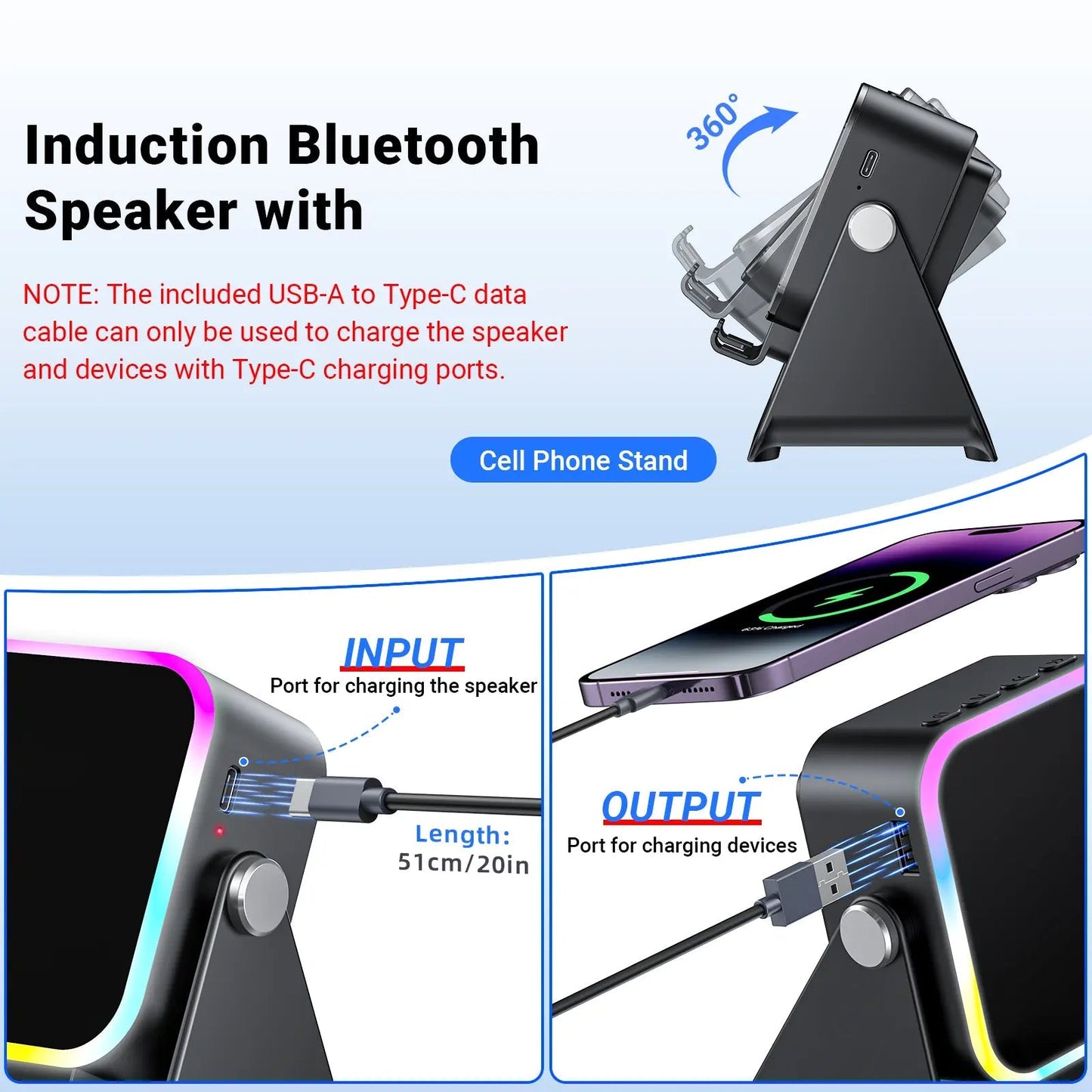 🔥HOT SALE 49% OFF 🔥 5-in-1 Wireless Speaker Phone Stand with Power Bank