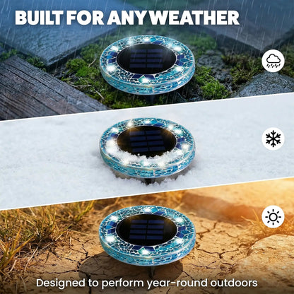 🏆Flash Sale✨Solar Outdoor Mosaic Disk Lights, Waterproof Decorative Pathway LED Light