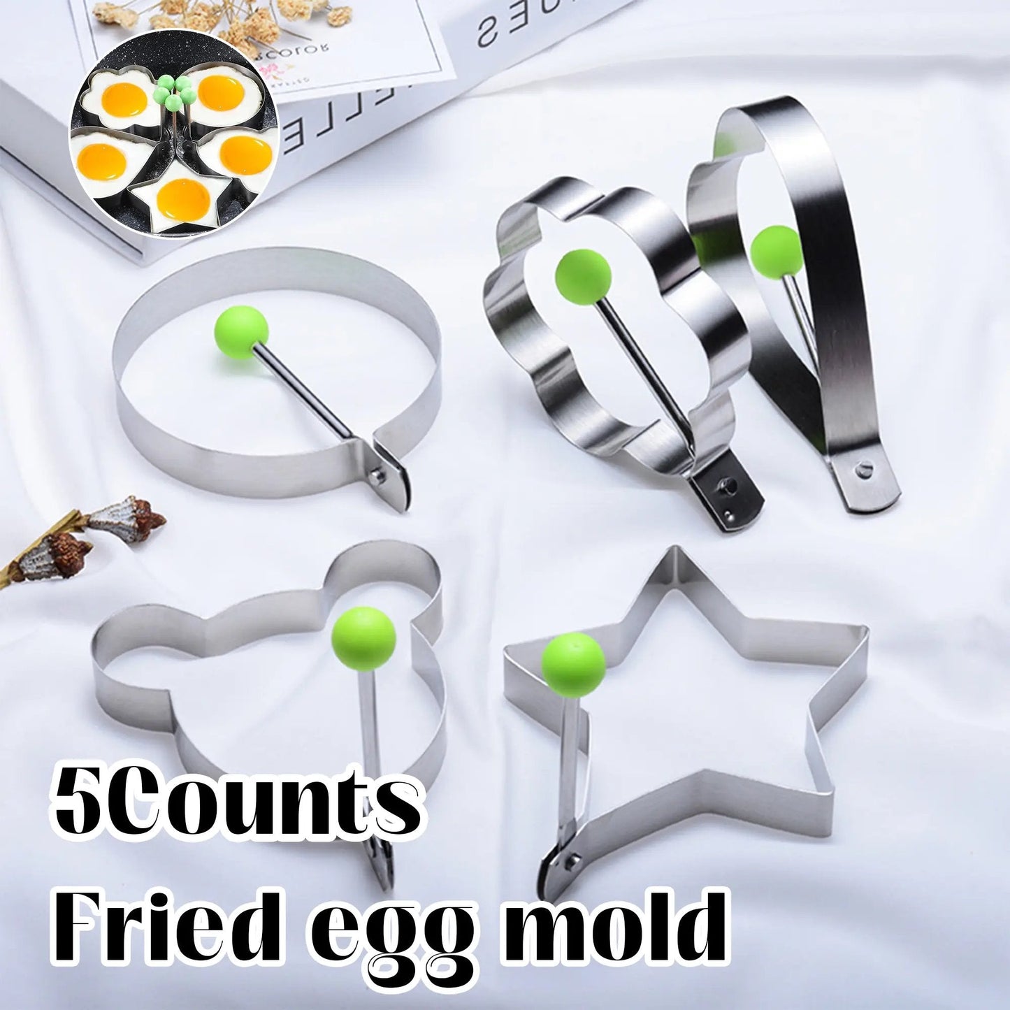 🔥Hot sale 49% off 🔥 5 Counts Set Fried Egg Rings Molds, Multifunctional Breakfast Tool