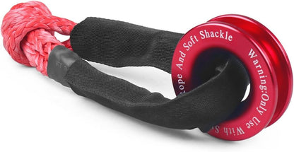 🏆Flash Sale#Winch Rope Synthetic Soft Shackle+Recovery Ring Set Rugged Shackles With Protective Sleeve 41000lbs