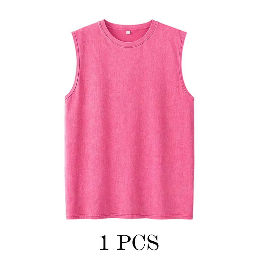 1/4 Pack Men's Oversized Tshirts Sports Vintage Heavy Cotton Tshirt Washed Loose Fit Athletic Tee Sleeveless Vest