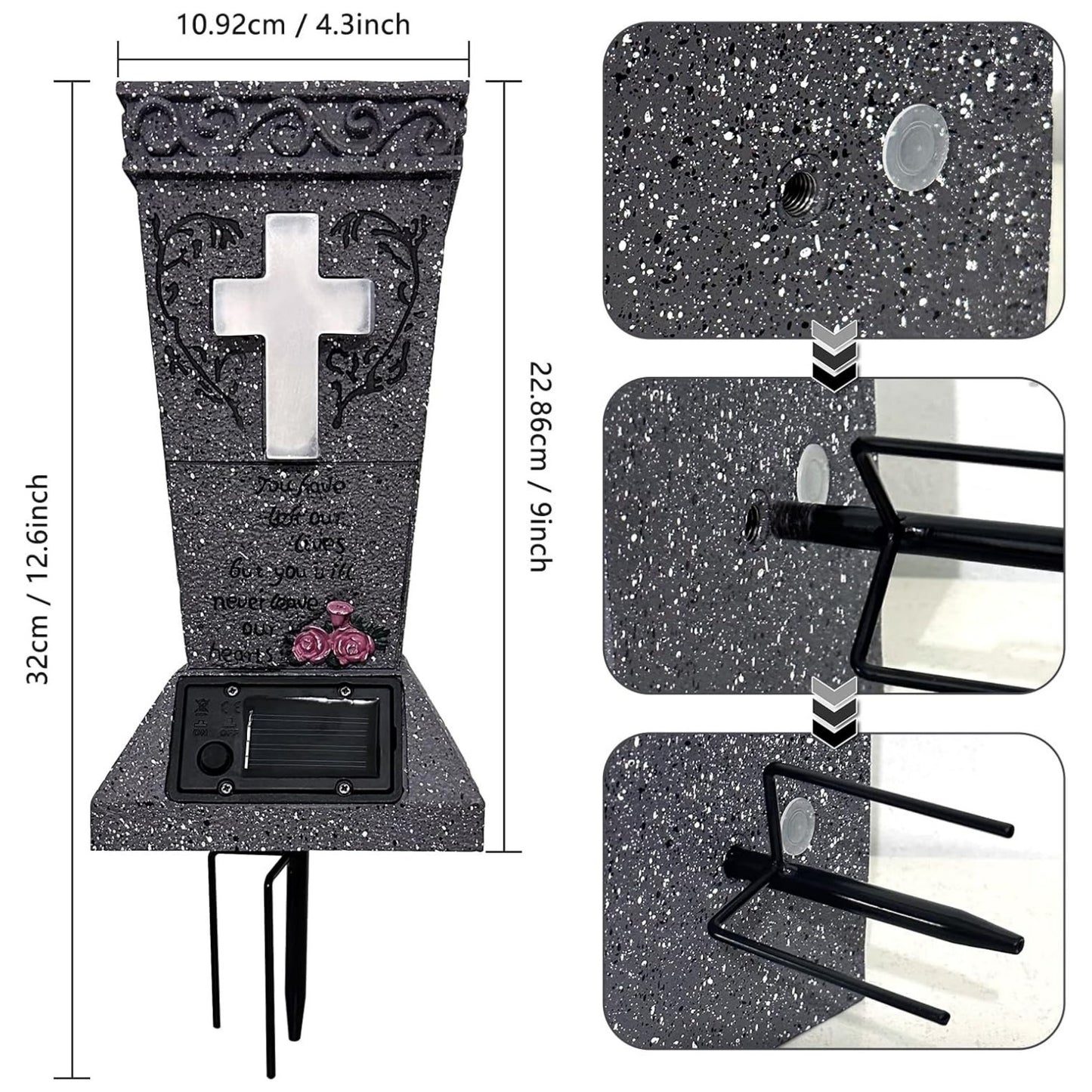 💕Hot sale 49% OFF💖Solar Cemetery Vase with LED Cross – A Beautiful Tribute That Shines with Love 🌙✝️