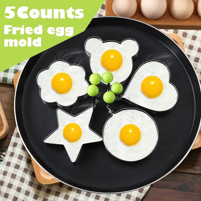 🔥Hot sale 49% off 🔥 5 Counts Set Fried Egg Rings Molds, Multifunctional Breakfast Tool
