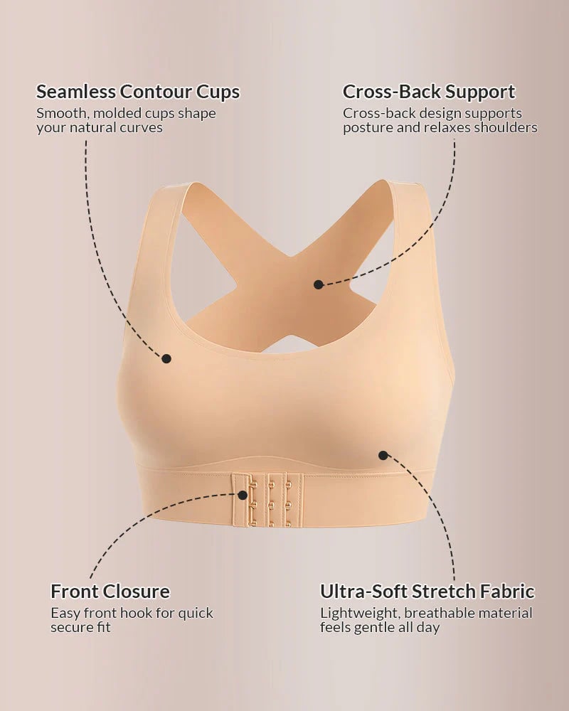 🏆Flash Sale#Front Closure Cross-Back Wireless Posture Bra