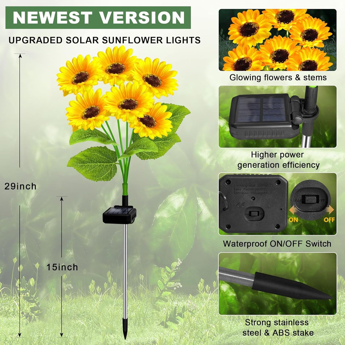 🏆Flash Sale#🔥Hot Sale 49% off🌟🌻 Solar Powered LED Sunflower Garden Lights Set
