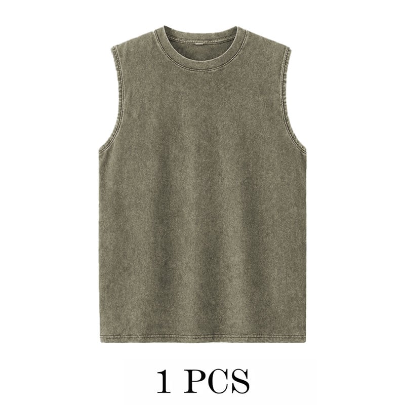 1/4 Pack Men's Oversized Tshirts Sports Vintage Heavy Cotton Tshirt Washed Loose Fit Athletic Tee Sleeveless Vest