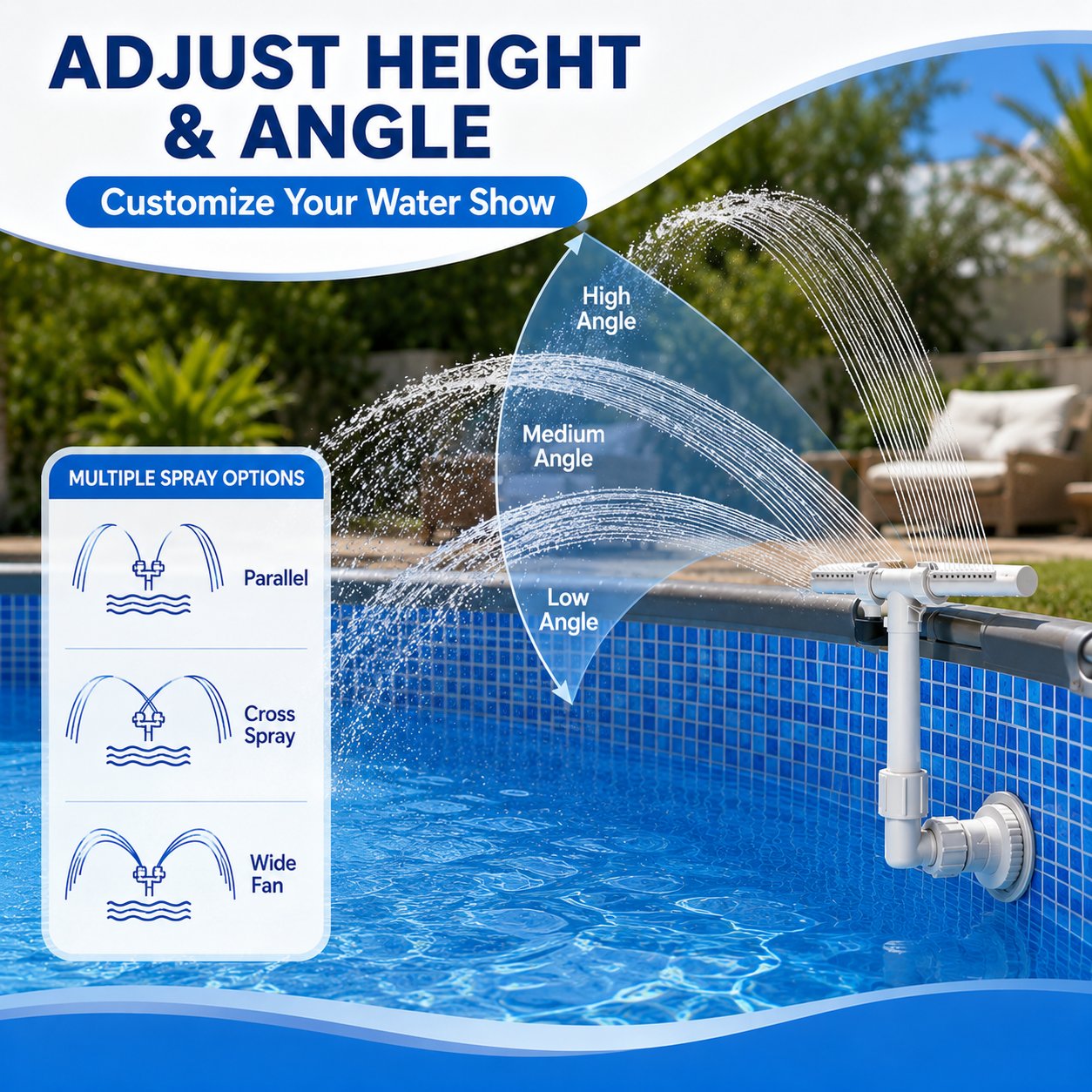 🌊 Dual-Spray Pool Waterfall Fountain