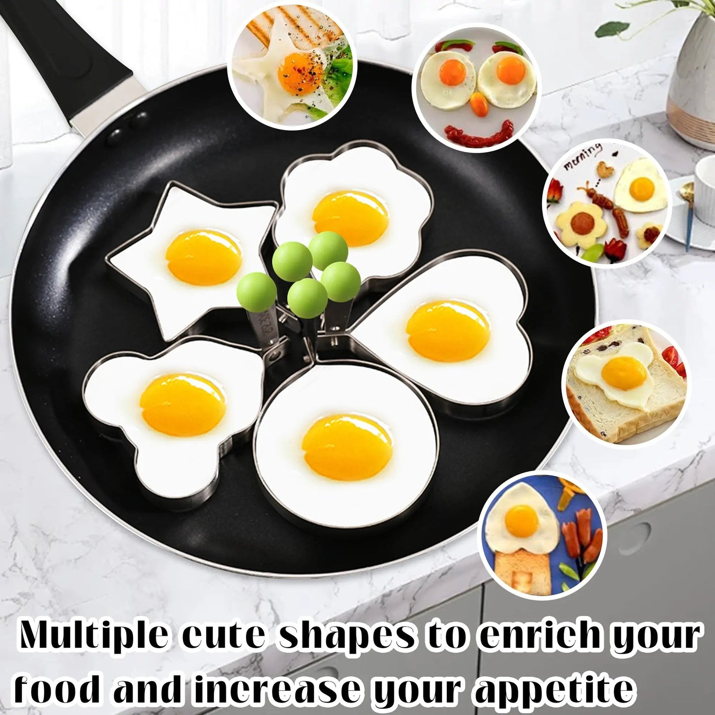 🔥Hot sale 49% off 🔥 5 Counts Set Fried Egg Rings Molds, Multifunctional Breakfast Tool