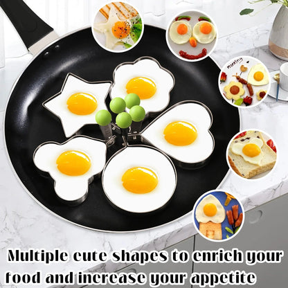🔥Hot sale 49% off 🔥 5 Counts Set Fried Egg Rings Molds, Multifunctional Breakfast Tool