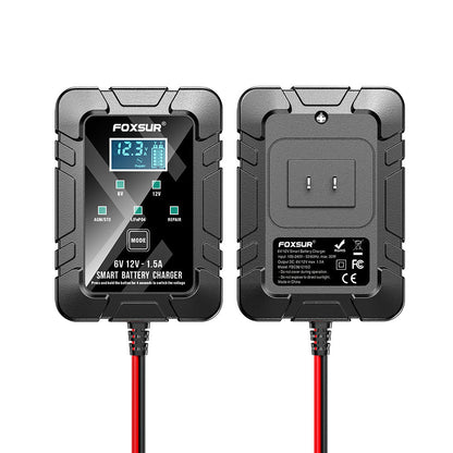 🔋1.5A 12V 6V 🚗automatic Maintenance-free gel agm dry wet deepcycle pulse repair car battery charger