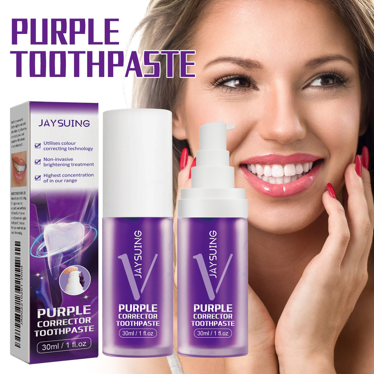 🔥Hot Sale 50% OFF🔥 Whitening Toothpaste Purple Brightening White Toothpaste