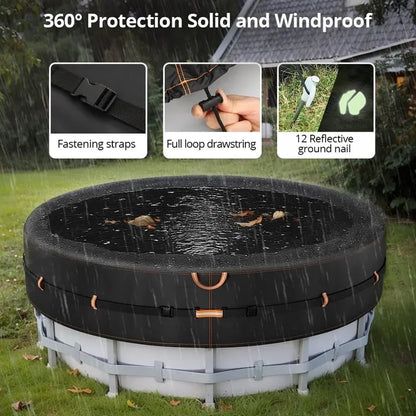 Round Pool Cover with Reflective Strips