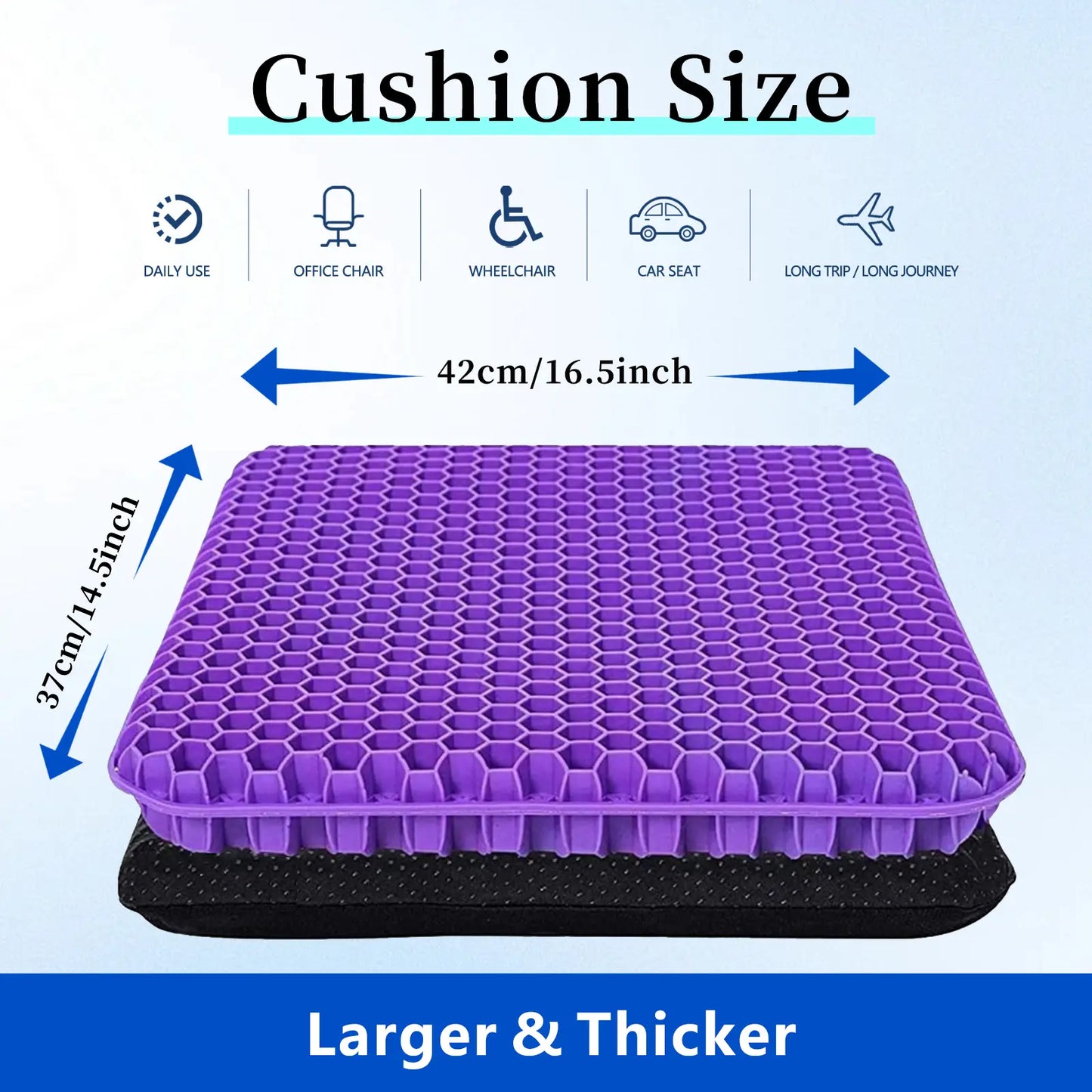 🔥Hot Sale 50% OFF🔥 Double-Thick Gel Seat Cushion: Honeycomb Breathable Pressure Relief for Office & Car