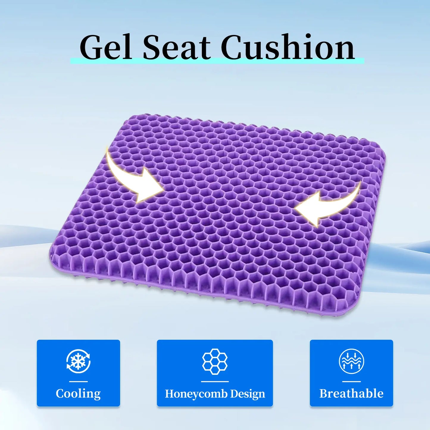 🔥Hot Sale 50% OFF🔥 Double-Thick Gel Seat Cushion: Honeycomb Breathable Pressure Relief for Office & Car