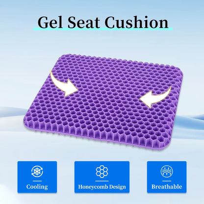 🔥Hot Sale 50% OFF🔥 Double-Thick Gel Seat Cushion: Honeycomb Breathable Pressure Relief for Office & Car
