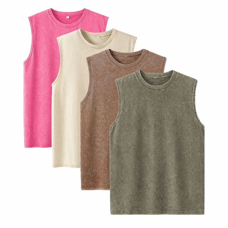 1/4 Pack Men's Oversized Tshirts Sports Vintage Heavy Cotton Tshirt Washed Loose Fit Athletic Tee Sleeveless Vest