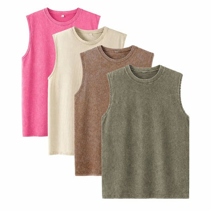 1/4 Pack Men's Oversized Tshirts Sports Vintage Heavy Cotton Tshirt Washed Loose Fit Athletic Tee Sleeveless Vest