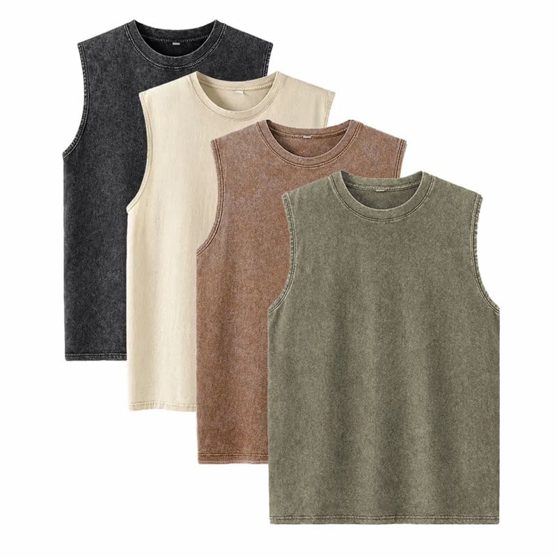 1/4 Pack Men's Oversized Tshirts Sports Vintage Heavy Cotton Tshirt Washed Loose Fit Athletic Tee Sleeveless Vest