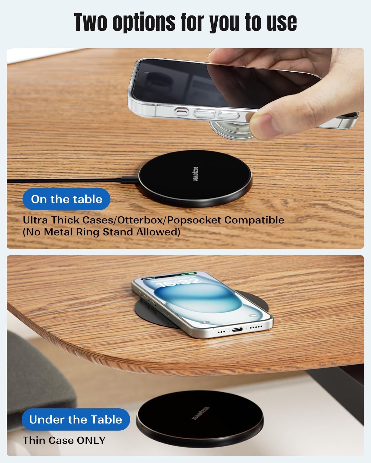 Last Day 49% OFF🔥-Invisible Wireless Charger, 0-30mm Under Desk Wireless Charger