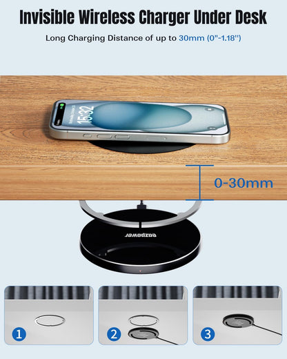 Last Day 49% OFF🔥-Invisible Wireless Charger, 0-30mm Under Desk Wireless Charger