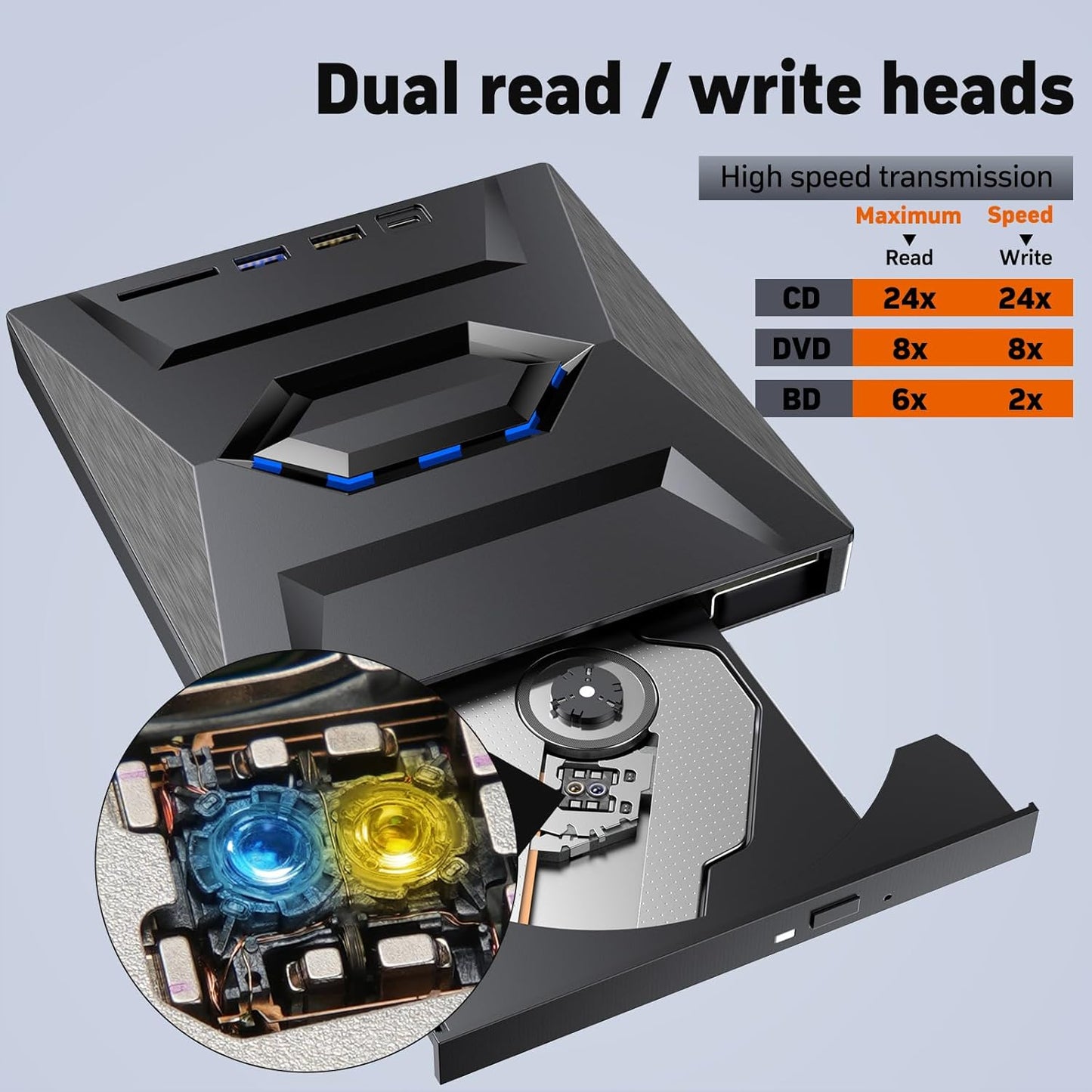 7-in-1 External USB DVD Drive & Blu-ray Player