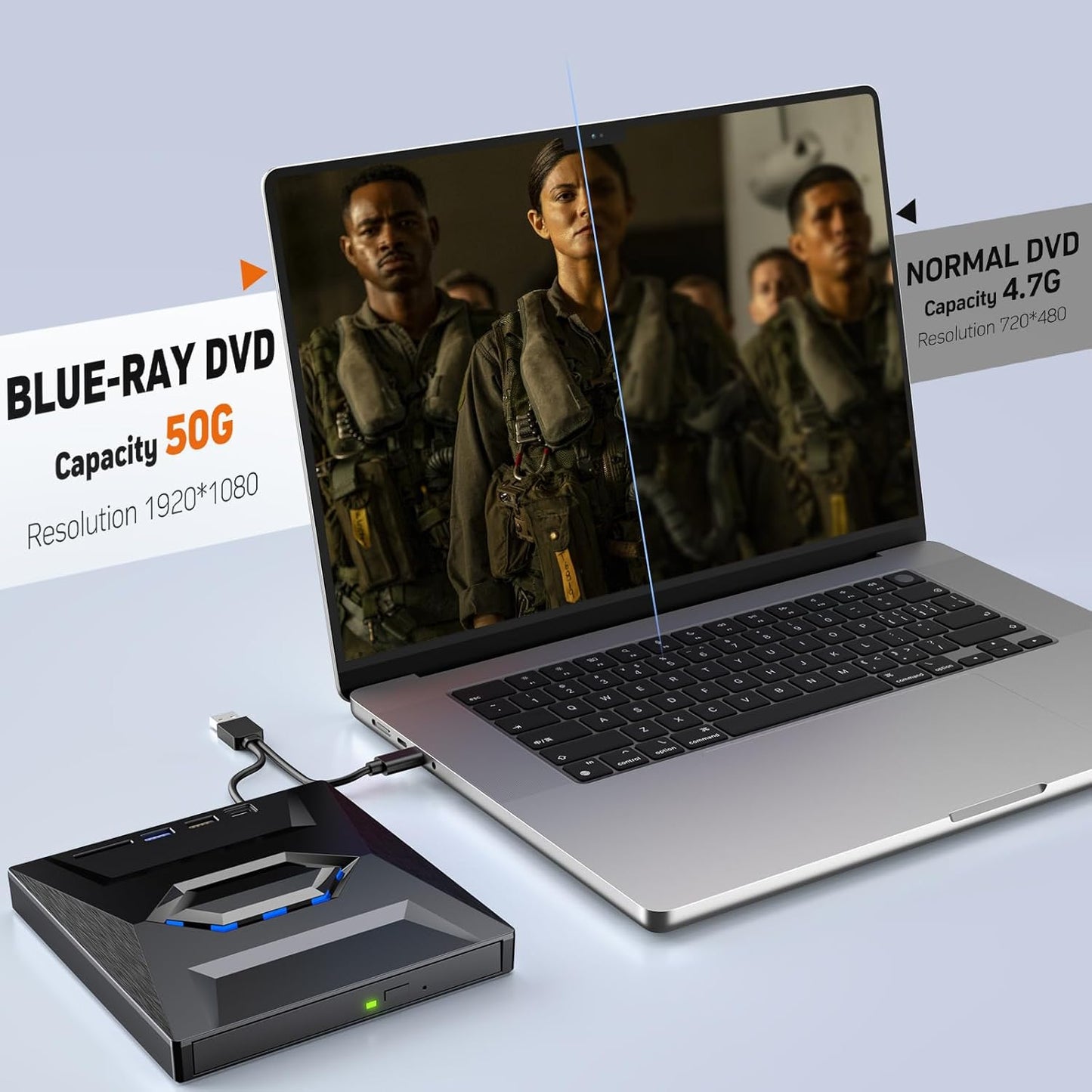 7-in-1 External USB DVD Drive & Blu-ray Player