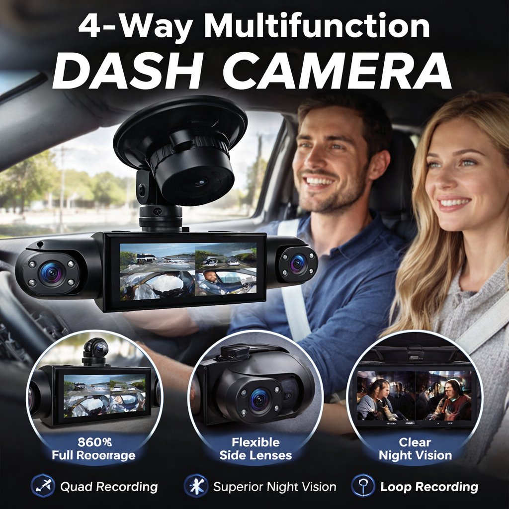 🔥Last Day 49% OFF🚗4-Channel 1080P Dash Camera with Night Vision