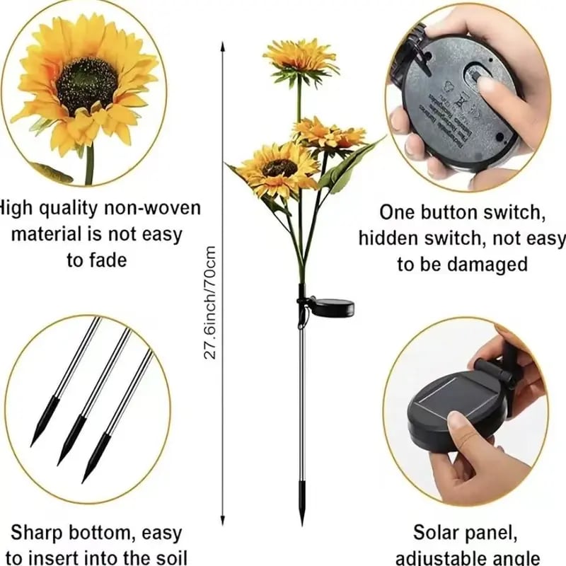 🏆Flash Sale#🔥Hot Sale 49% off🌟🌻 Solar Powered LED Sunflower Garden Lights Set