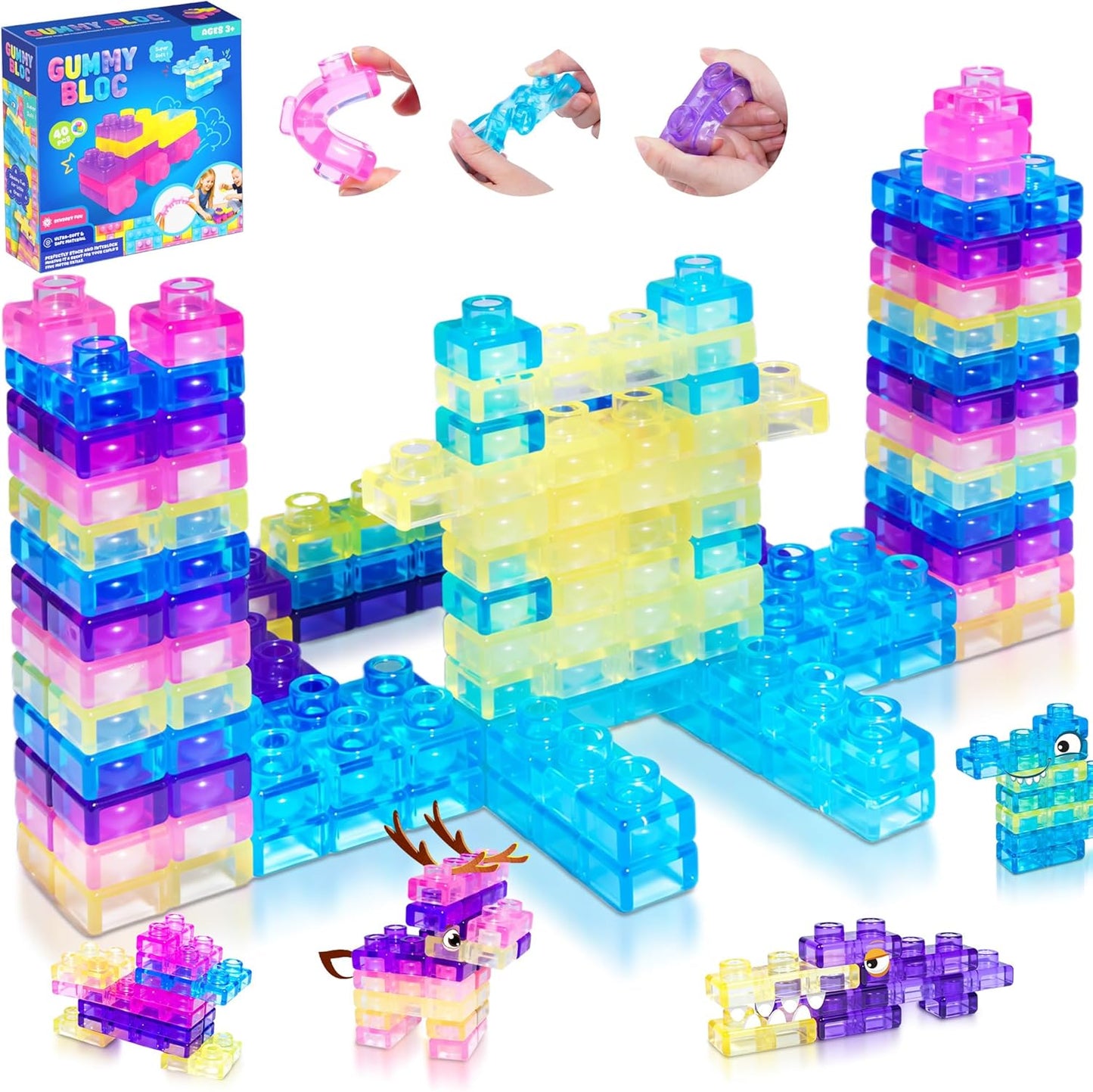 🔥Hot Sale 50% OFF🔥 40-Piece Toddler Soft Sensory Building Blocks — Children's Montessori Soft Rubber Stacking Toy Set