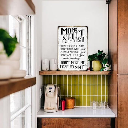 "Moms Shit List" Kitchen Metal Tin Sign 😂💕 A Gift Moms Will Actually Love