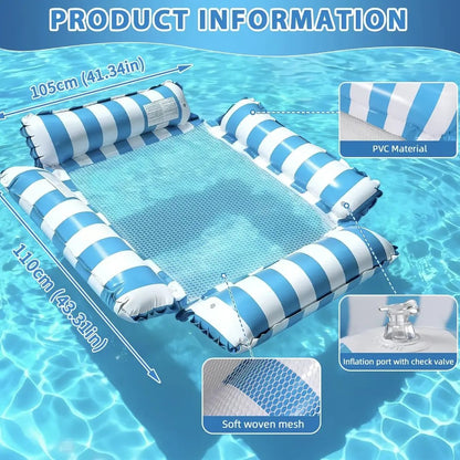 HOT SALE 50% OFF 🏖️ 4-in-1 Inflatable Water Hammock – Pool Floating Lounge Chair & Swimming Bed