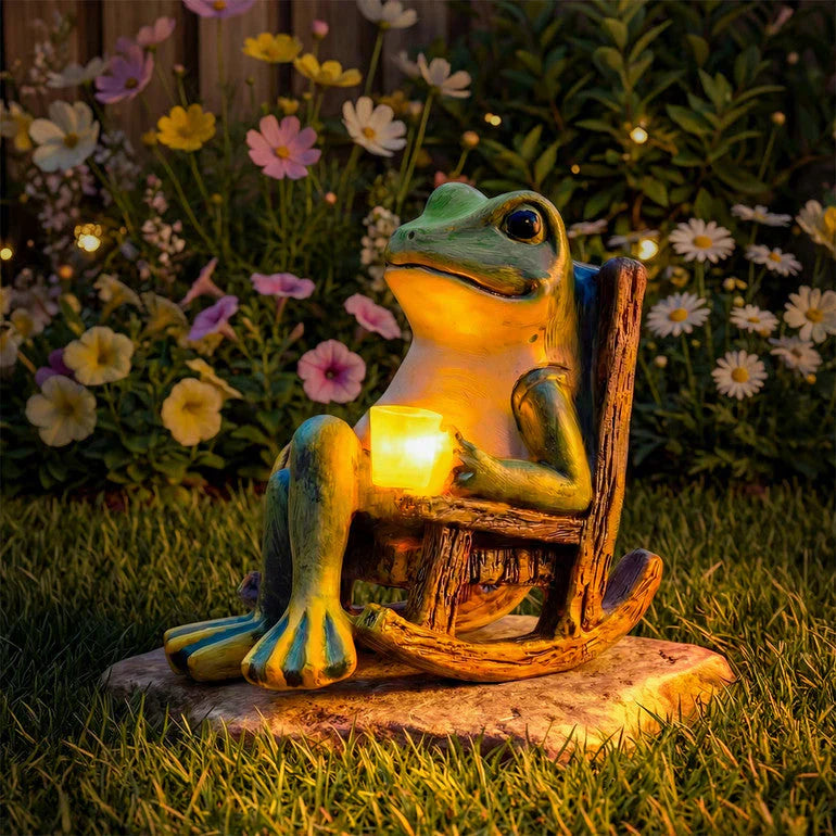 💯2026 Hot Sales🐸Solar Powered Frog in Rocking Chair Ornament🍃