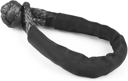 🏆Flash Sale#Winch Rope Synthetic Soft Shackle+Recovery Ring Set Rugged Shackles With Protective Sleeve 41000lbs