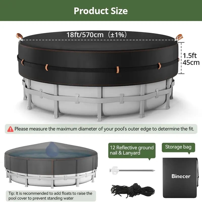 Round Pool Cover with Reflective Strips