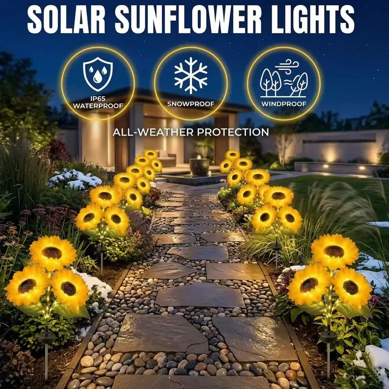 🏆Flash Sale#🔥Hot Sale 49% off🌟🌻 Solar Powered LED Sunflower Garden Lights Set