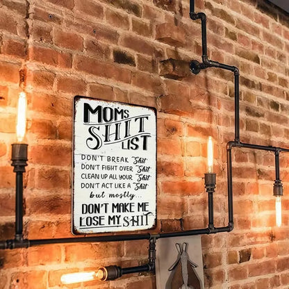 "Moms Shit List" Kitchen Metal Tin Sign 😂💕 A Gift Moms Will Actually Love