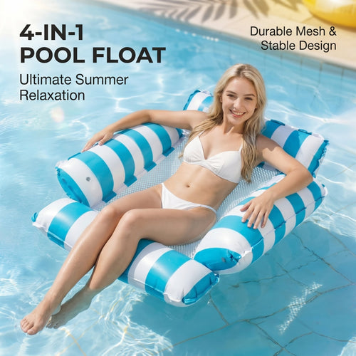 HOT SALE 50% OFF 🏖️ 4-in-1 Inflatable Water Hammock – Pool Floating Lounge Chair & Swimming Bed