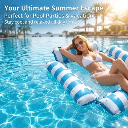 HOT SALE 50% OFF 🏖️ 4-in-1 Inflatable Water Hammock – Pool Floating Lounge Chair & Swimming Bed