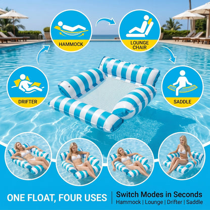 HOT SALE 50% OFF 🏖️ 4-in-1 Inflatable Water Hammock – Pool Floating Lounge Chair & Swimming Bed