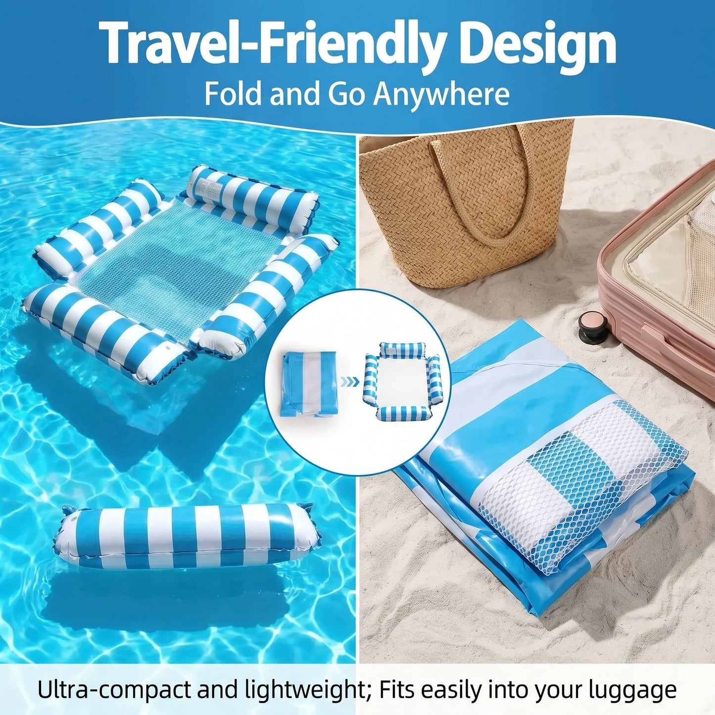 HOT SALE 50% OFF 🏖️ 4-in-1 Inflatable Water Hammock – Pool Floating Lounge Chair & Swimming Bed